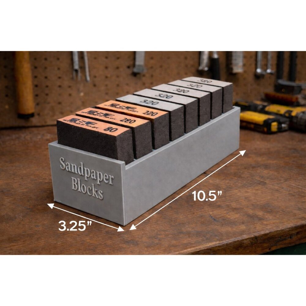 Sandpaper Block Holder 8 Slot| Foam Sanding Block Organizer | Workshop Storage - Picture 2 of 2